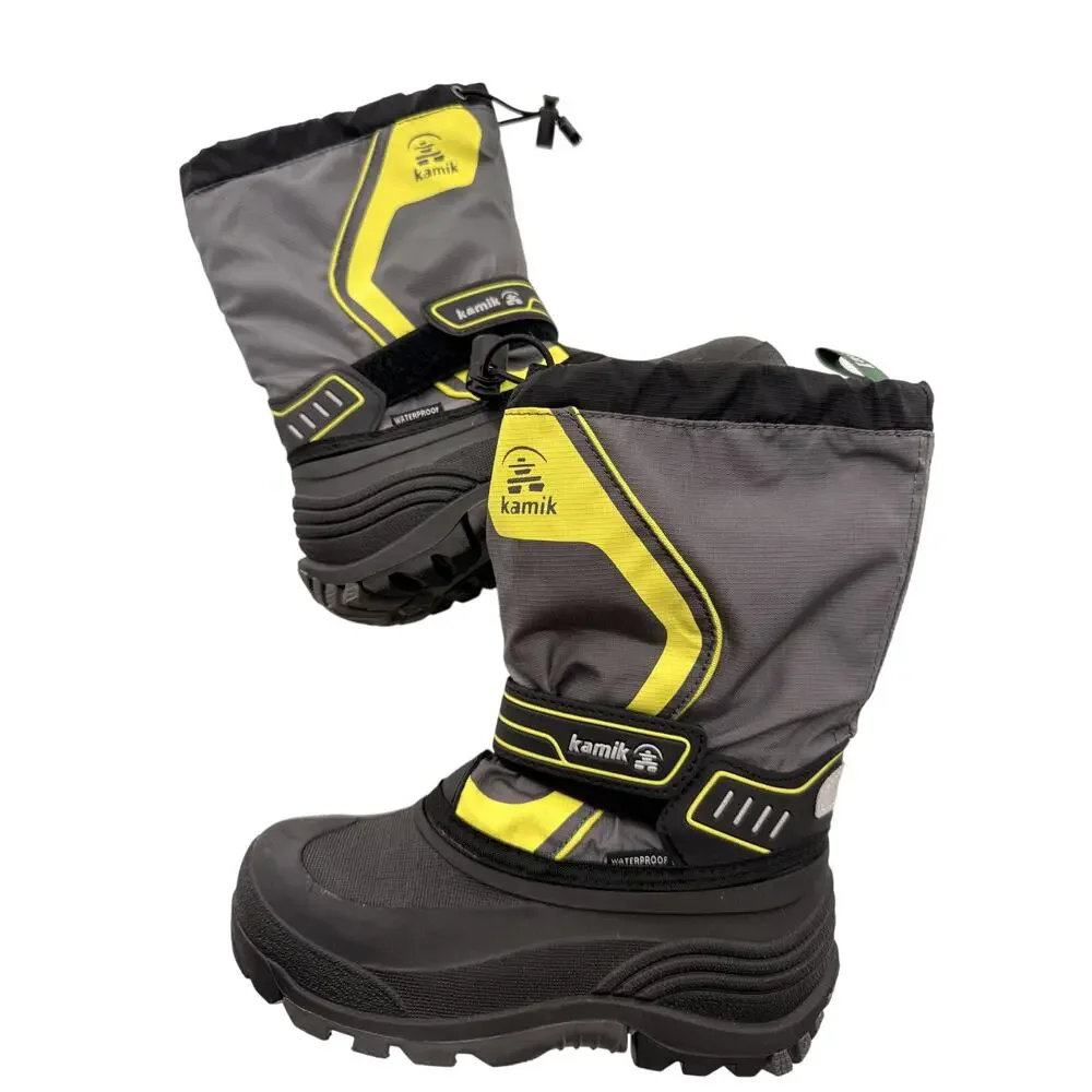 Kamik Kid's Boy's Snowcoast Boots Gray / Neon Yellow Size 3